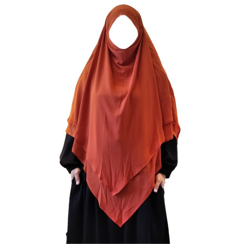 Khimar Two Layer Burnt Orange -Picante (Extra Long)